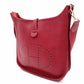 HERMES Evelyn GM Red Ruby Taurillon Clemence Shoulder Bag Leather H Logo □F Stamped Gold Hardware R8020321