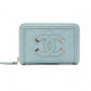 CHANEL CC Filigree Coin Purse, Light Blue Caviar Leather