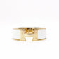 HERMES Click Crack GM Bangle, Metal, White, Women's, Gold, H Logo, Click H