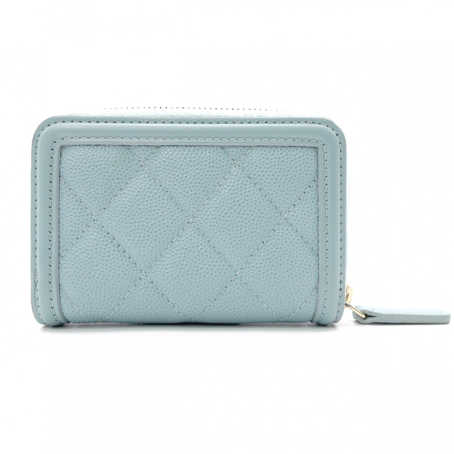 CHANEL CC Filigree Coin Purse, Light Blue Caviar Leather