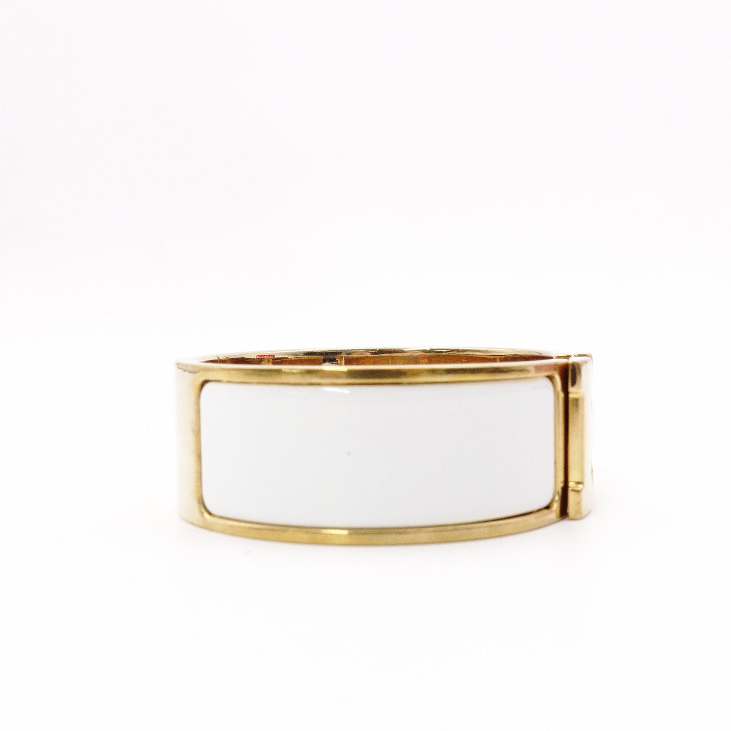 HERMES Click Crack GM Bangle, Metal, White, Women's, Gold, H Logo, Click H