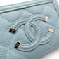 CHANEL CC Filigree Coin Purse, Light Blue Caviar Leather