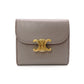 CELINE Triomphe Tri-Fold Wallet, Leather, Gray, Gold Hardware, Wallet, Logo