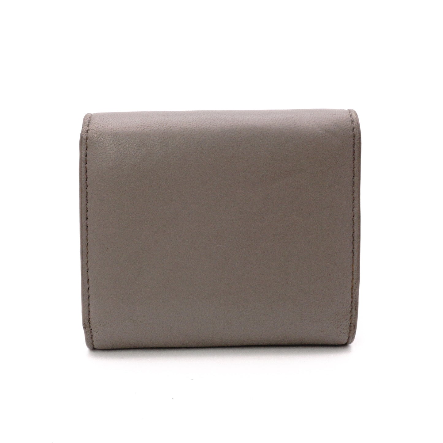 CELINE Triomphe Tri-Fold Wallet, Leather, Gray, Gold Hardware, Wallet, Logo