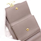 CELINE Triomphe Tri-Fold Wallet, Leather, Gray, Gold Hardware, Wallet, Logo