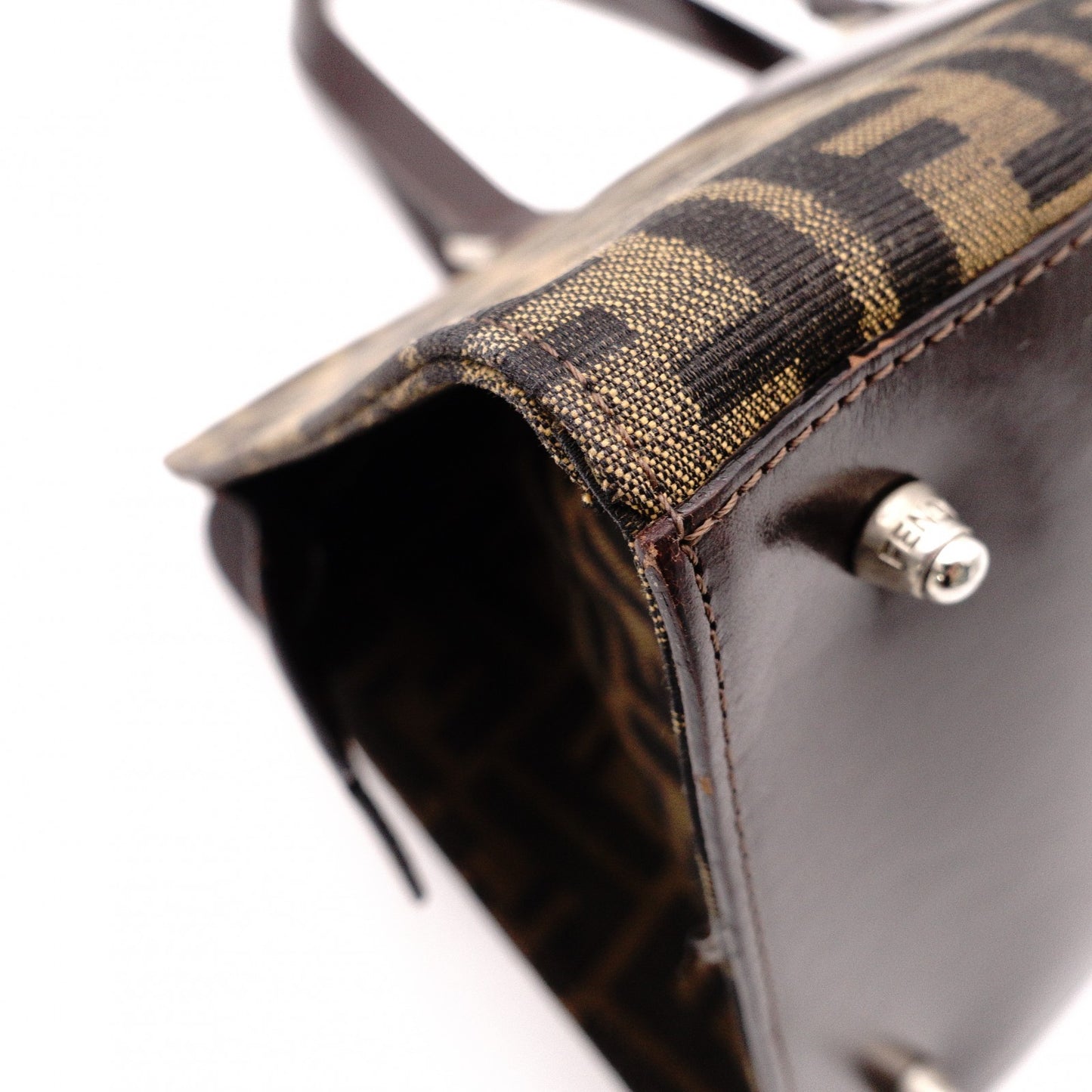 FENDI Zucca Tote Bag, Canvas/Leather, Brown, with FF Logo in Leather