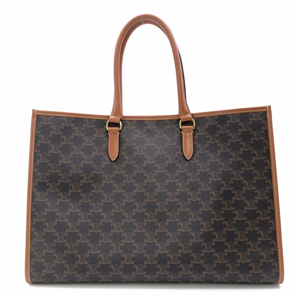 Céline Triomphe Horizontal Cabas Tote Bag Brown PVC Leather Shoulder R8020339