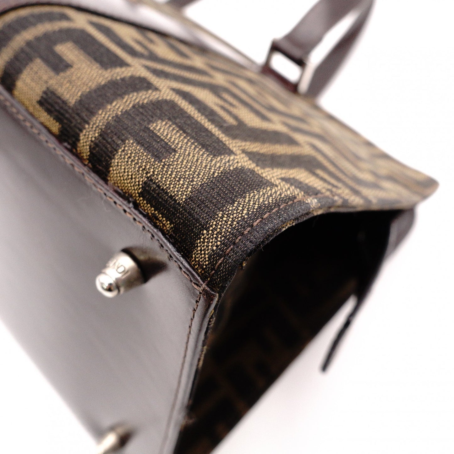 FENDI Zucca Tote Bag, Canvas/Leather, Brown, with FF Logo in Leather