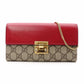 GUCCI HC1980 GG Supreme Wallet Chain, PVC/Leather, Beige, Wallet, Shoulder Strap, Gold Hardware
