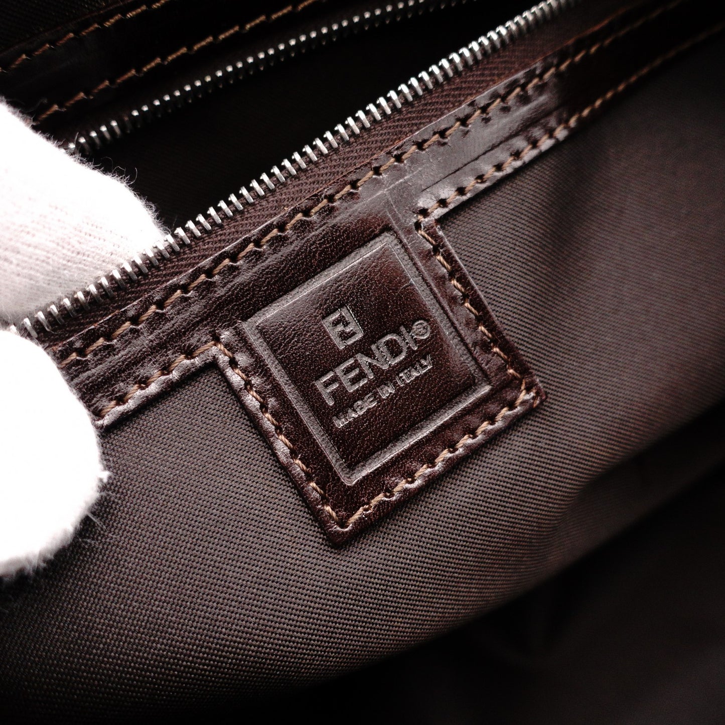 FENDI Zucca Tote Bag, Canvas/Leather, Brown, with FF Logo in Leather