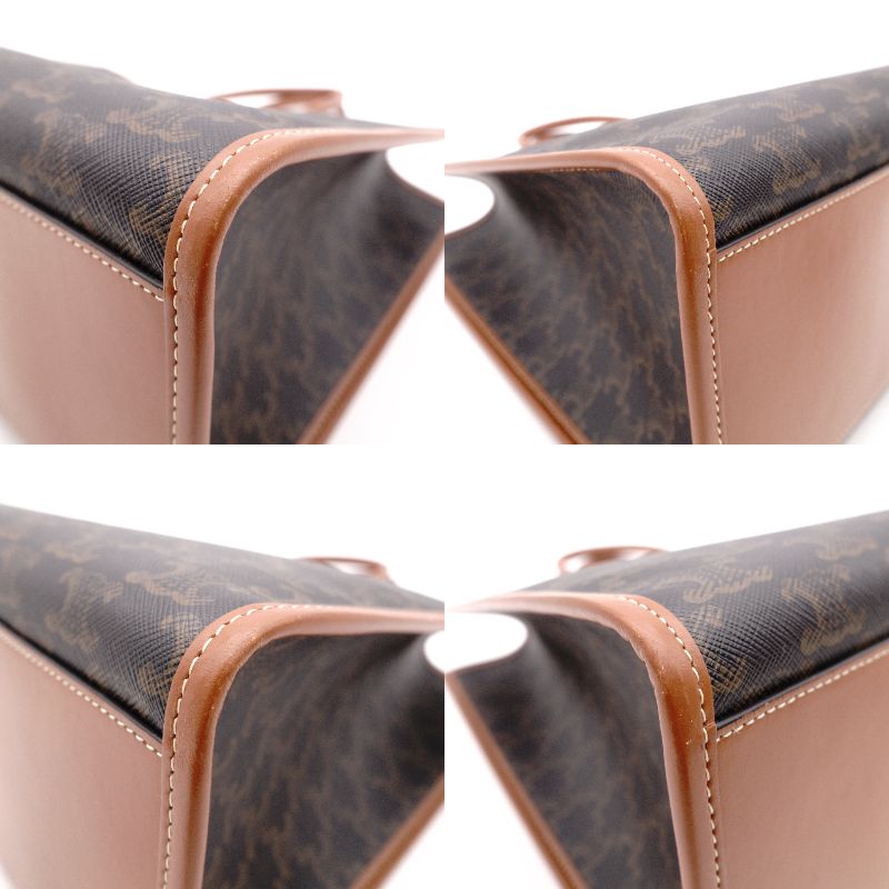 Céline Triomphe Horizontal Cabas Tote Bag Brown PVC Leather Shoulder R8020339