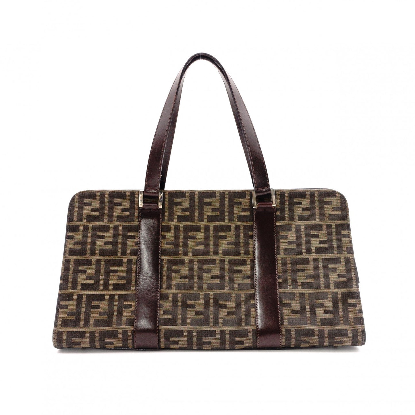 FENDI Zucca Tote Bag, Canvas/Leather, Brown, with FF Logo in Leather