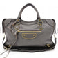BALENCIAGA Metallic Edge City Handbag, Leather, Gray, 2-Way