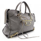 BALENCIAGA Metallic Edge City Handbag, Leather, Gray, 2-Way