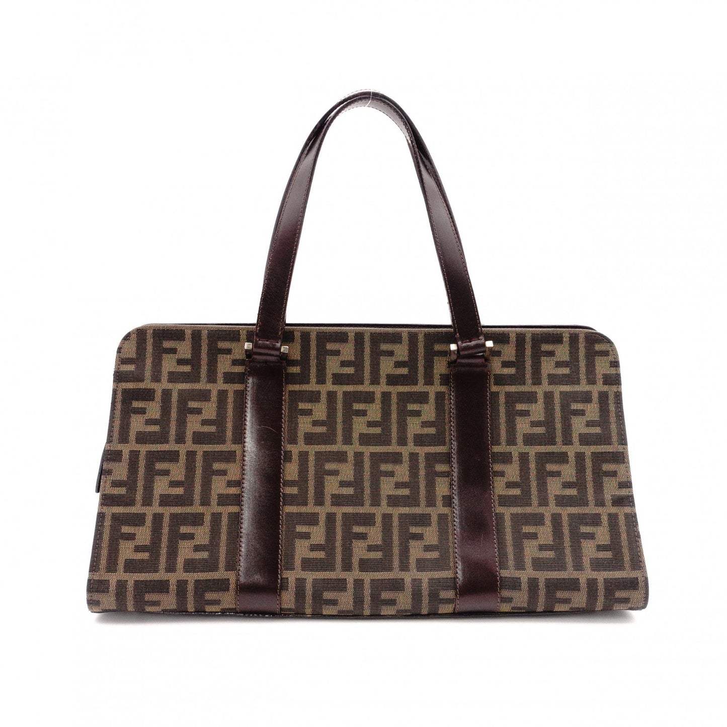 FENDI Zucca Tote Bag, Canvas/Leather, Brown, with FF Logo in Leather