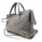 BALENCIAGA Metallic Edge City Handbag, Leather, Gray, 2-Way