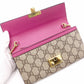 GUCCI HC1980 GG Supreme Wallet Chain, PVC/Leather, Beige, Wallet, Shoulder Strap, Gold Hardware