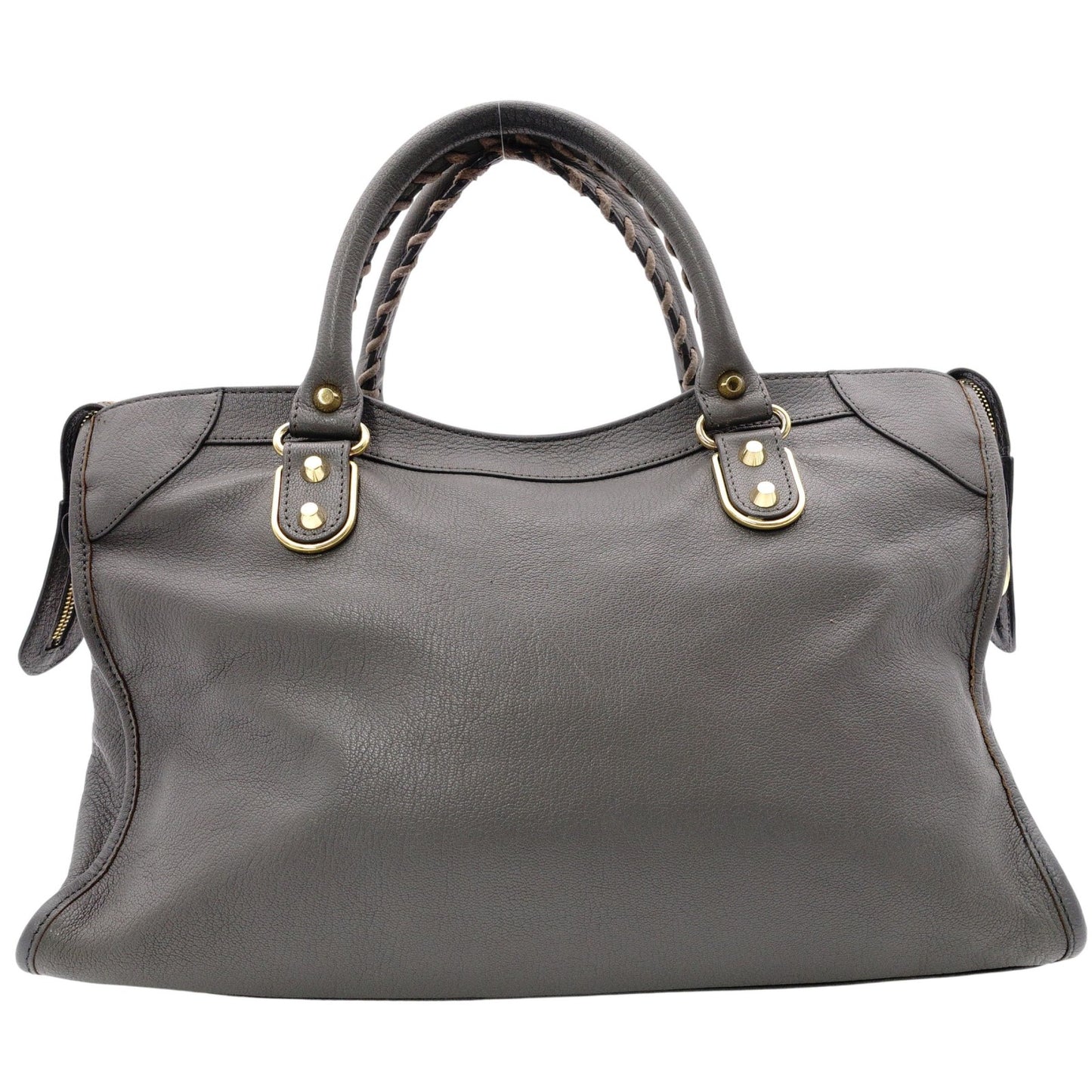 BALENCIAGA Metallic Edge City Handbag, Leather, Gray, 2-Way