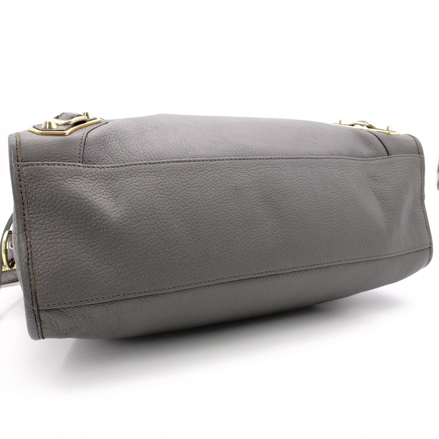 BALENCIAGA Metallic Edge City Handbag, Leather, Gray, 2-Way