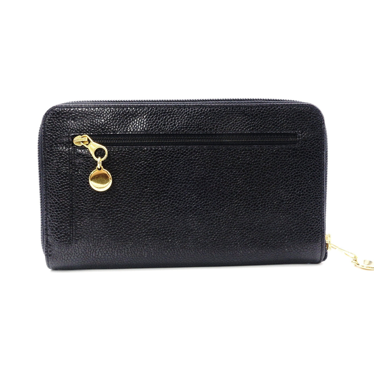 CHANEL シャネル キャビアスキン 長財布 レザー ブラック【中古】 レディース