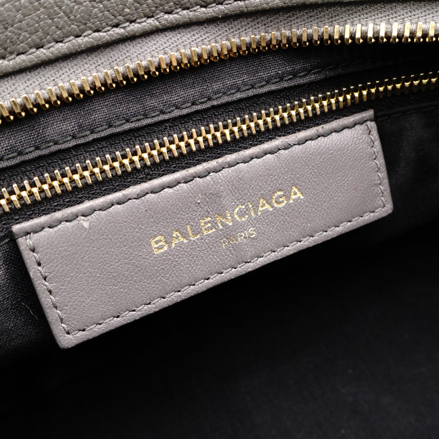 BALENCIAGA Metallic Edge City Handbag, Leather, Gray, 2-Way