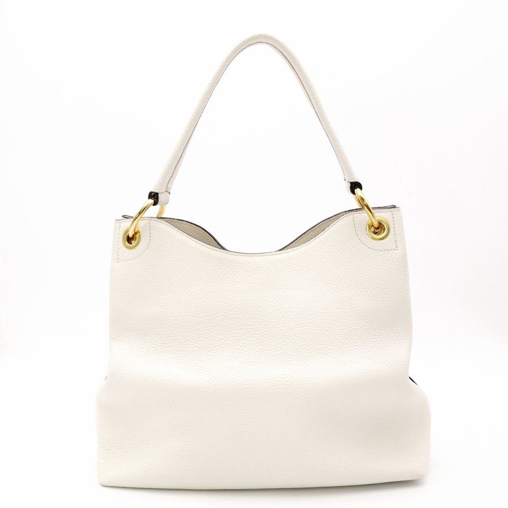 PRADA VITELLO PHOENIX Shoulder Bag White Leather White Logo Gold Hardware Single Shoulder R8020404