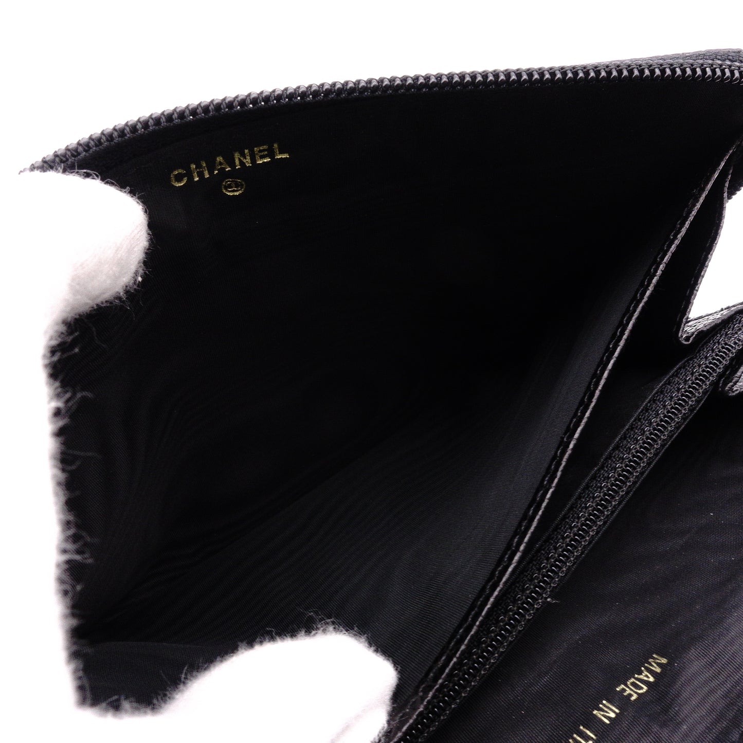 CHANEL シャネル キャビアスキン 長財布 レザー ブラック【中古】 レディース