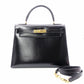 Hermès L'Tournée Kelly 28 Handbag, Leather, Black, Women's, 〇E Stamp, Gold Hardware