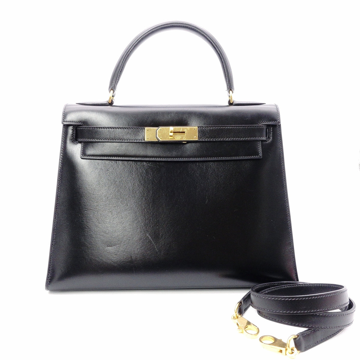 Hermès L'Tournée Kelly 28 Handbag, Leather, Black, Women's, 〇E Stamp, Gold Hardware