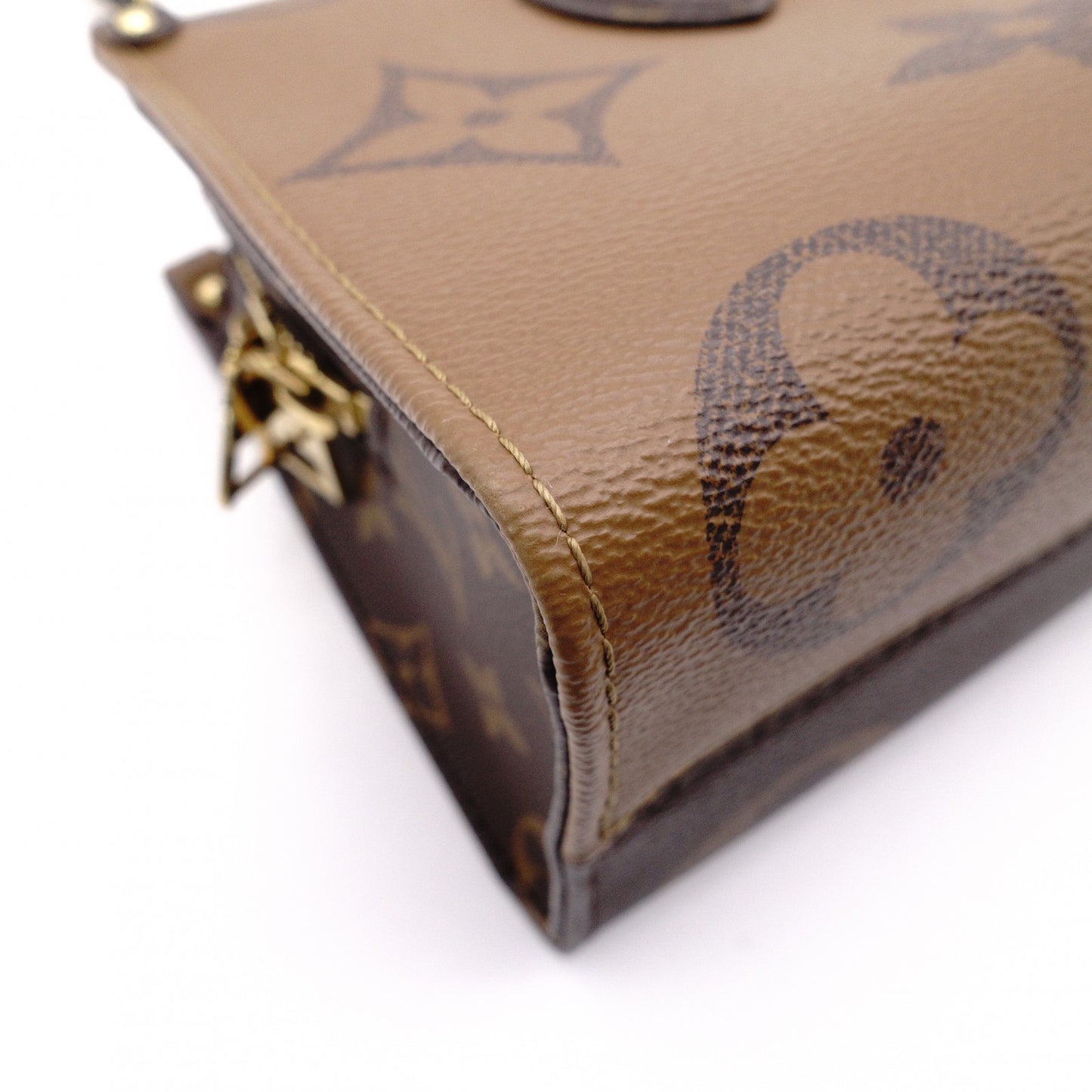 LOUIS VUITTON On the Go EW Monogram Reverse Shoulder Bag (2-Way) in Brown