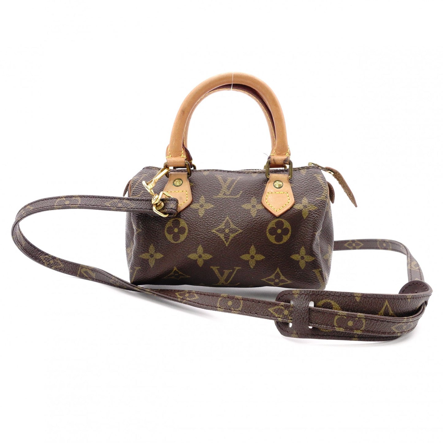 LOUIS VUITTON Mini Speedy Monogram Canvas Handbag, PVC/Leather, Brown, Women's
