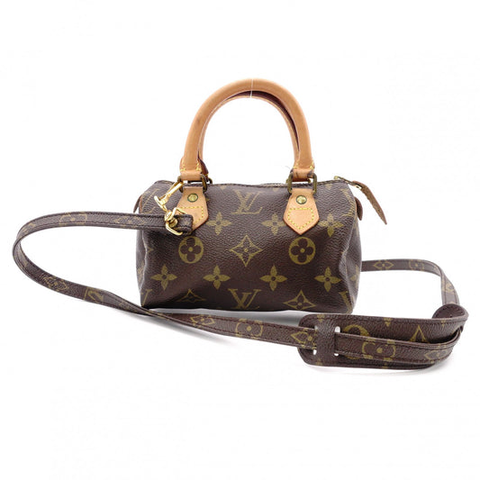 LOUIS VUITTON Mini Speedy Monogram Canvas Handbag, PVC/Leather, Brown, Women's