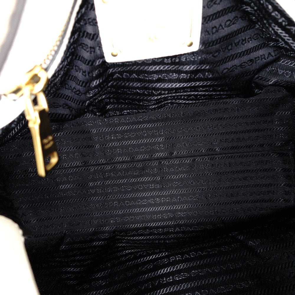 PRADA VITELLO PHOENIX Shoulder Bag White Leather White Logo Gold Hardware Single Shoulder R8020404