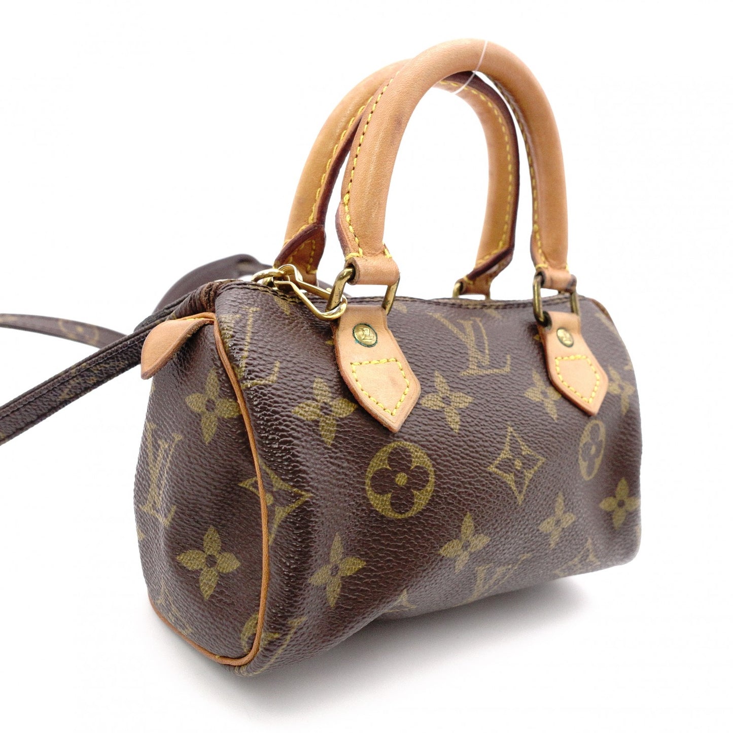 LOUIS VUITTON Mini Speedy Monogram Canvas Handbag, PVC/Leather, Brown, Women's