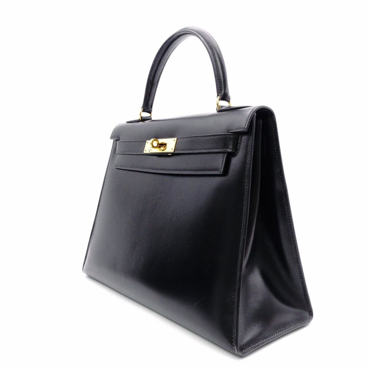 Hermès L'Tournée Kelly 28 Handbag, Leather, Black, Women's, 〇E Stamp, Gold Hardware