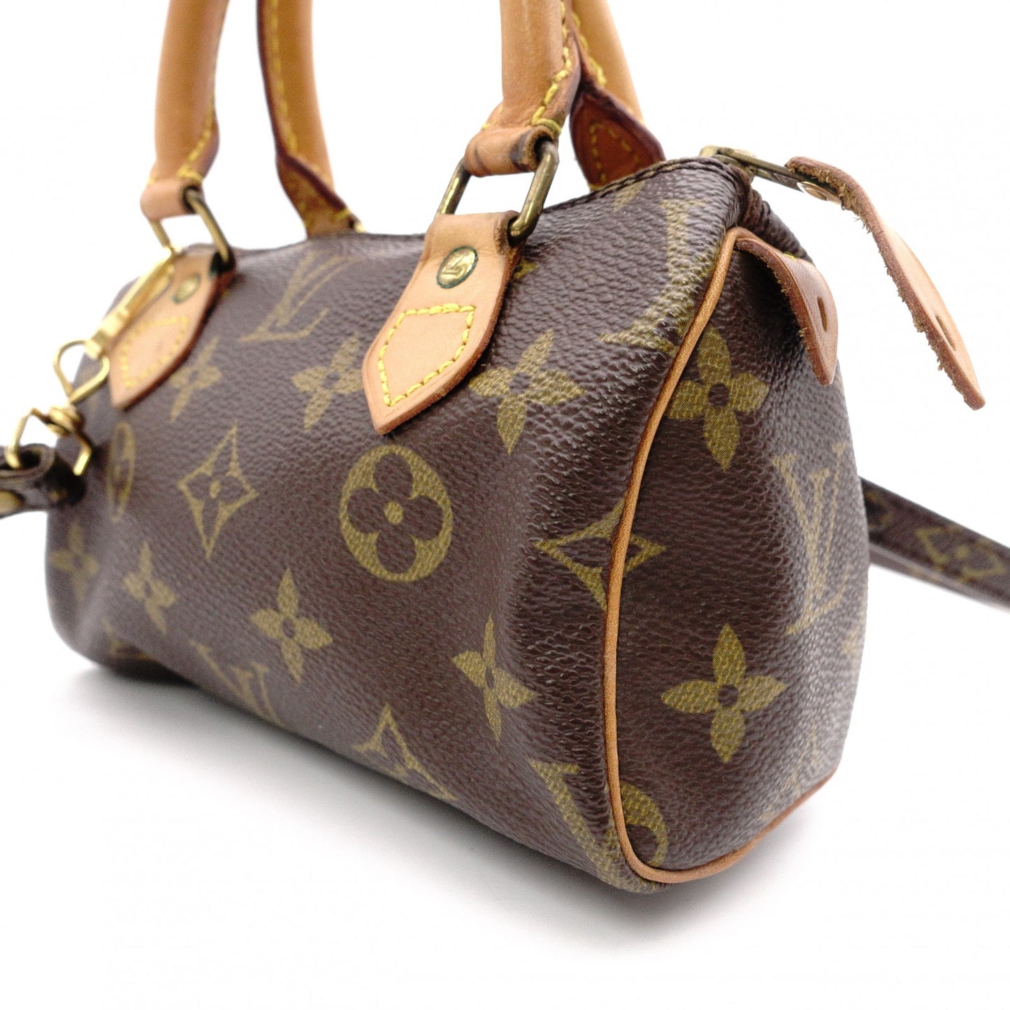 LOUIS VUITTON Mini Speedy Monogram Canvas Handbag, PVC/Leather, Brown, Women's