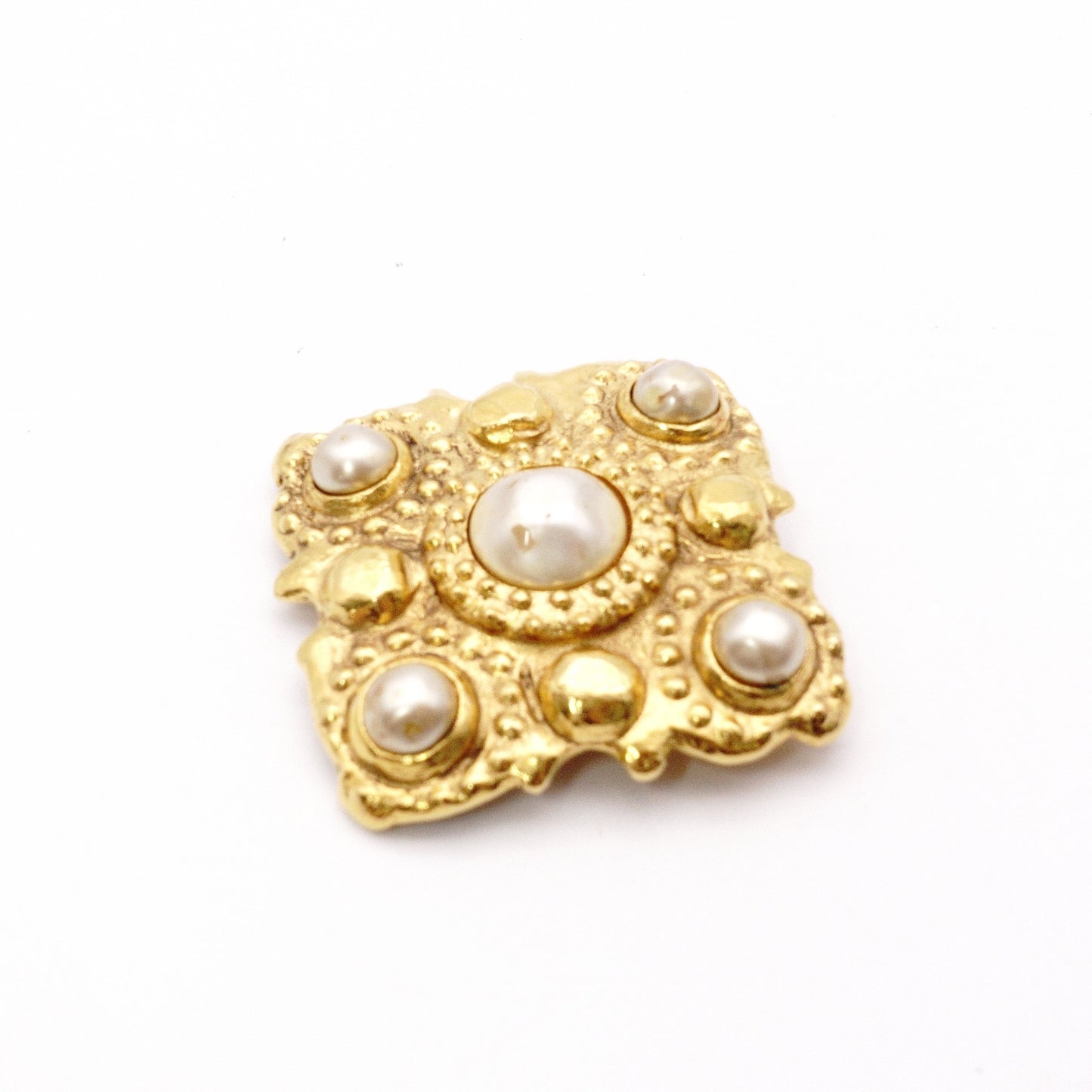 CHANEL Vintage Brooch, Metal/Fake Pearls, Gold, Women's