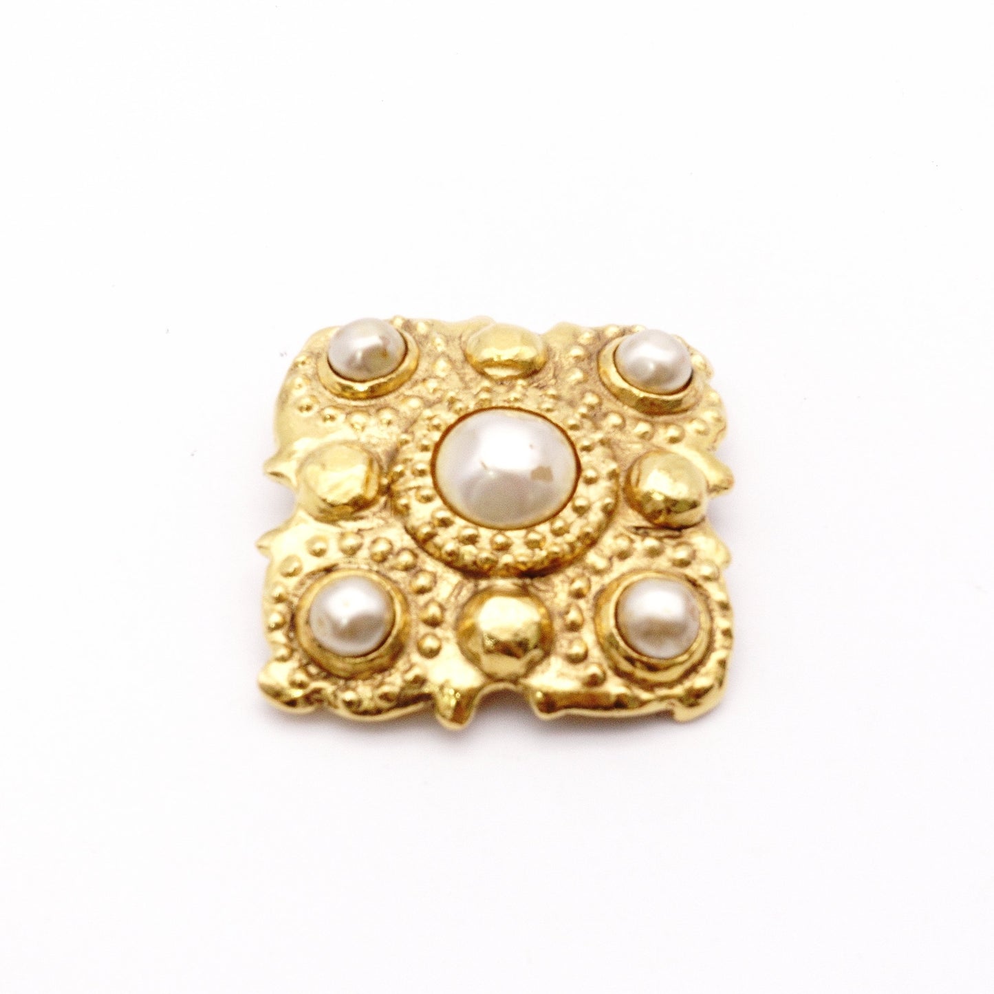 CHANEL Vintage Brooch, Metal/Fake Pearls, Gold, Women's