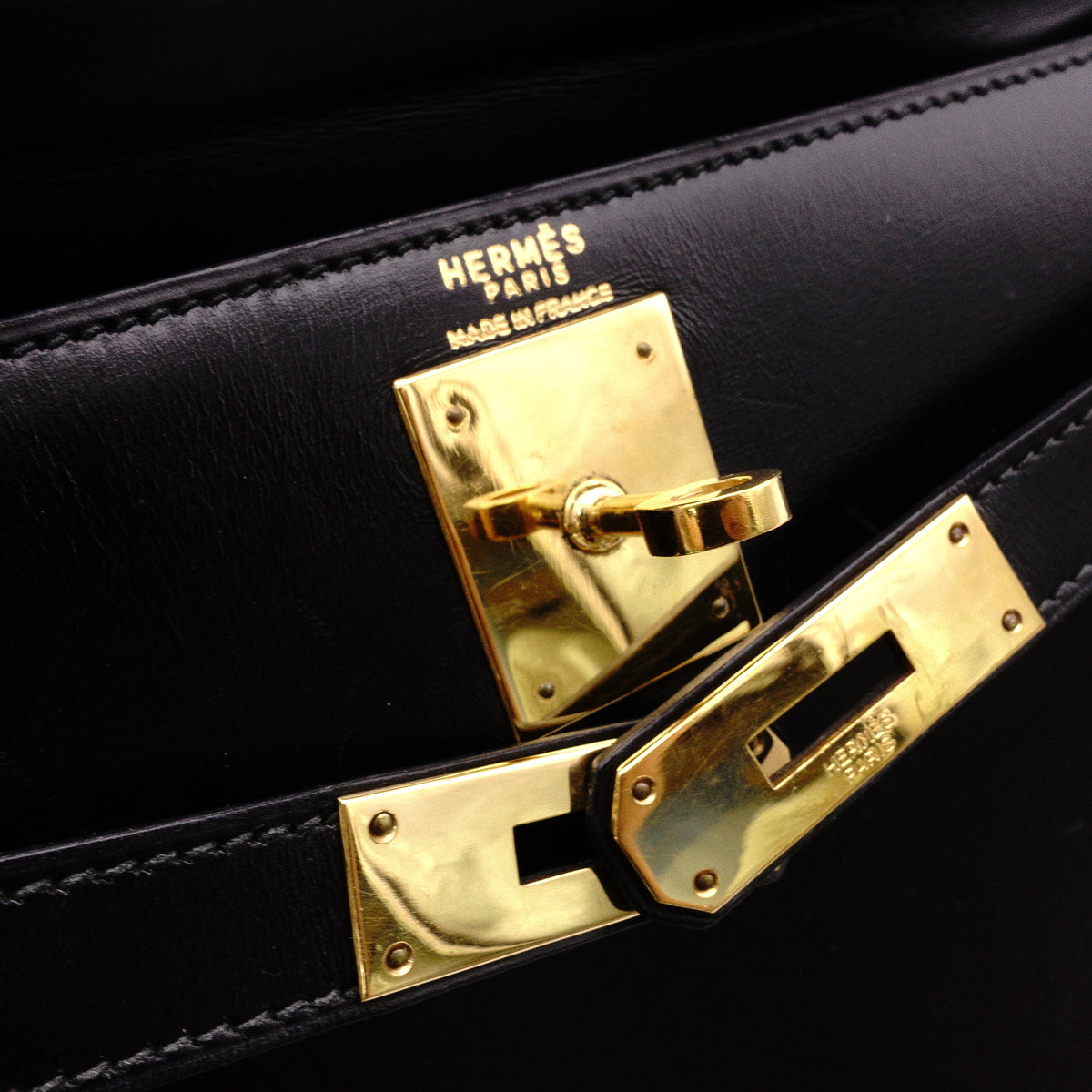 Hermès L'Tournée Kelly 28 Handbag, Leather, Black, Women's, 〇E Stamp, Gold Hardware