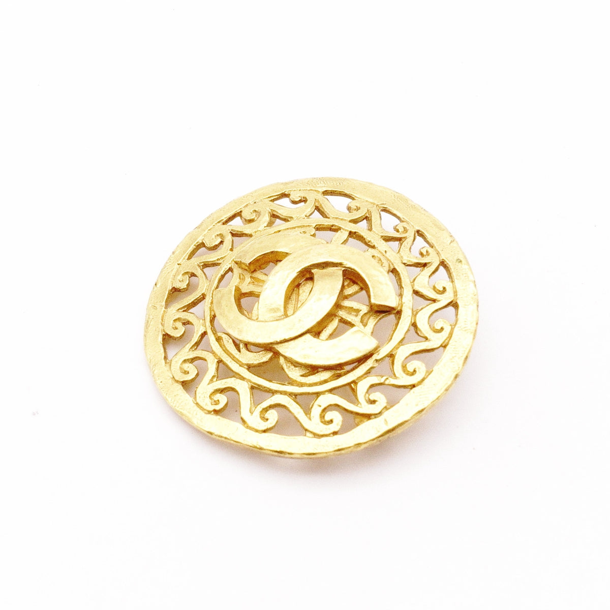 CHANEL Vintage Brooch, Metal, Gold, Women's, CC Logo
