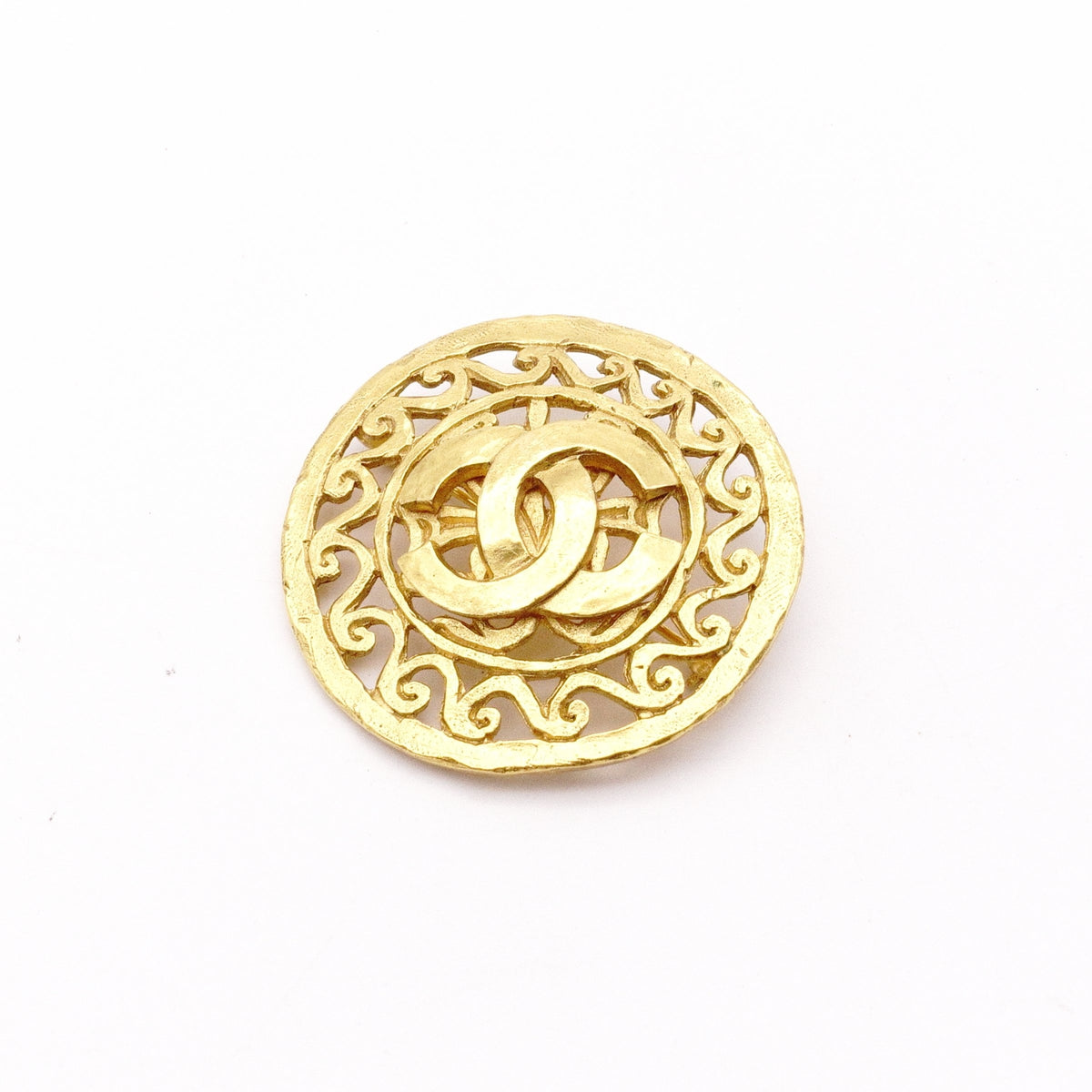 CHANEL Vintage Brooch, Metal, Gold, Women's, CC Logo