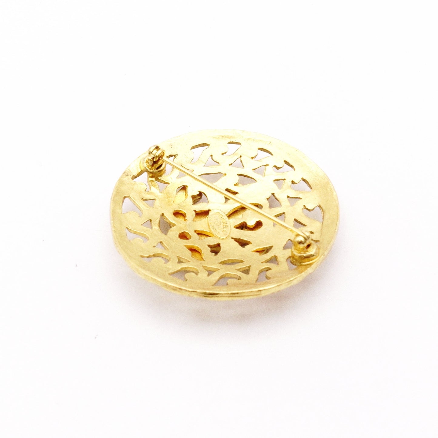 CHANEL Vintage Brooch, Metal, Gold, Women's, CC Logo