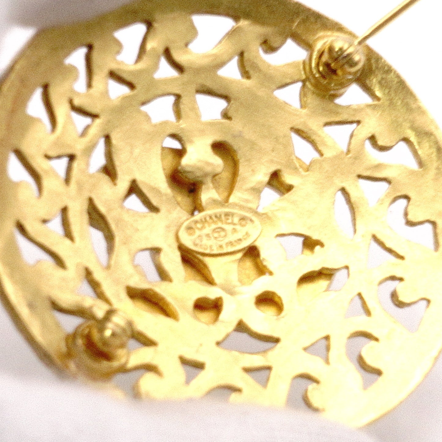 CHANEL Vintage Brooch, Metal, Gold, Women's, CC Logo