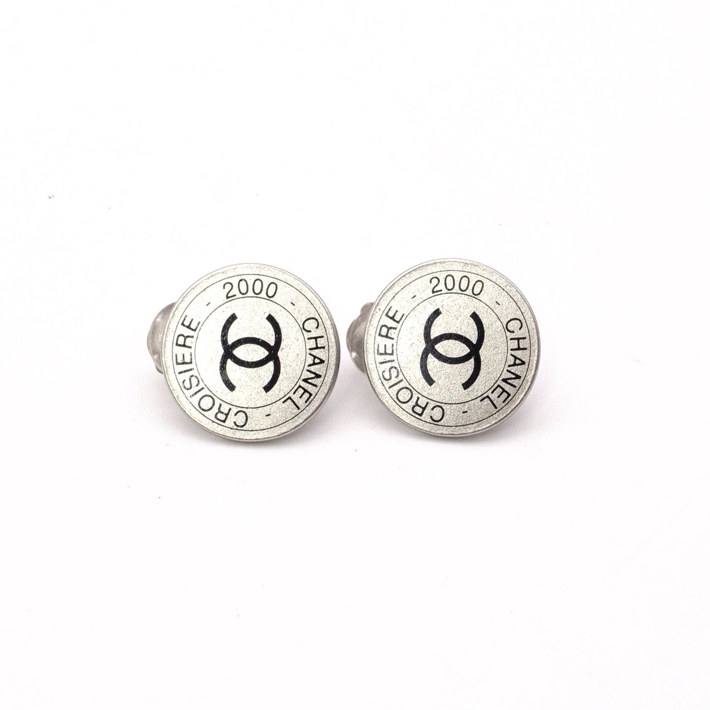 CHANEL 2000 Cruise Collection Earrings, Metal, Silver, Women's, CC Logo