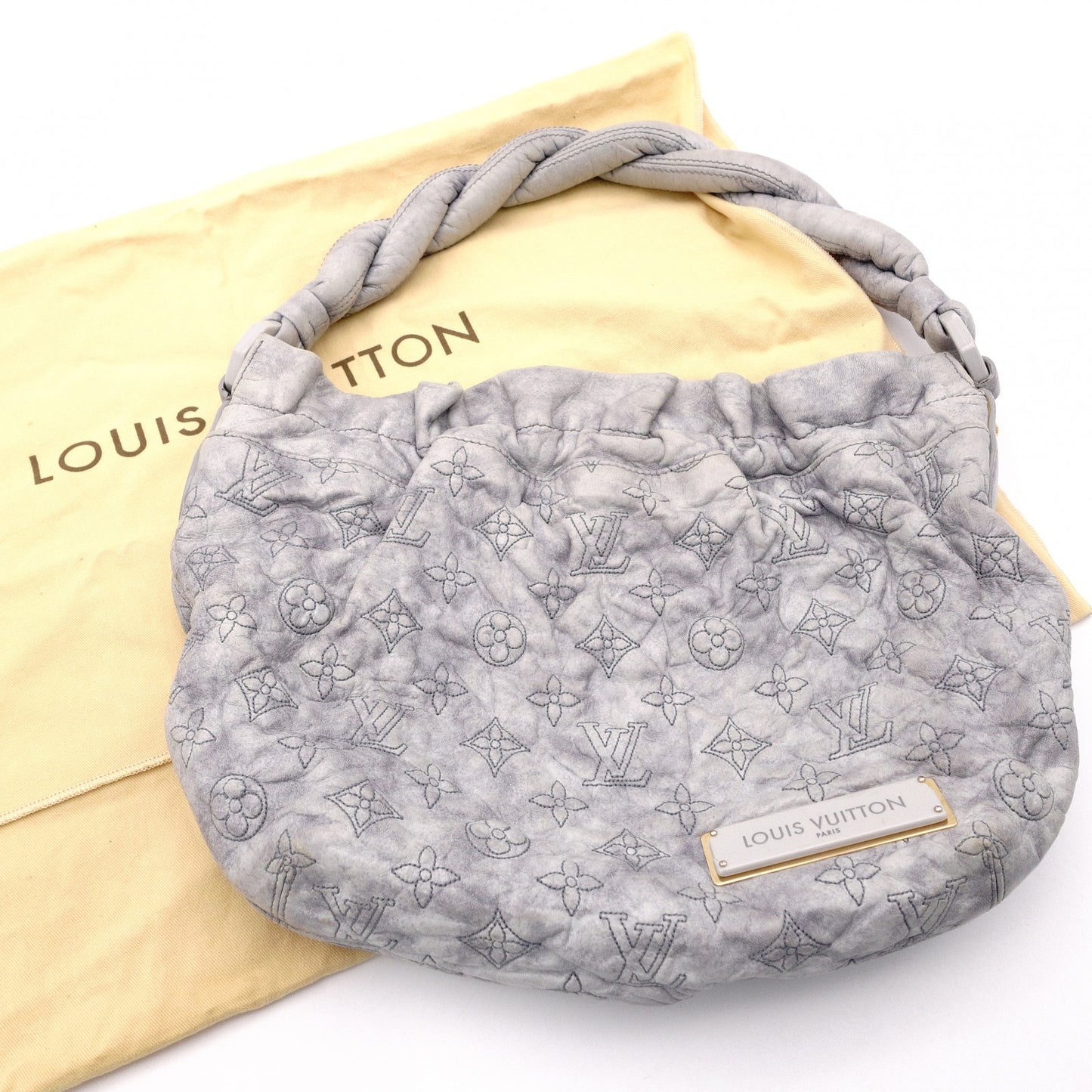 LOUIS VUITTON Nimbus PM Monogram Orlam Shoulder Bag, Leather, Gray