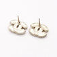 CHANEL Coco Logo Earrings, Metal/Rhinestones, Silver, Women's, Striped, White x Black, CC Logo