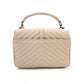 SAINT LAURENT College Handbag, Leather, Beige, 2-Way, Silver Hardware, Crossbody