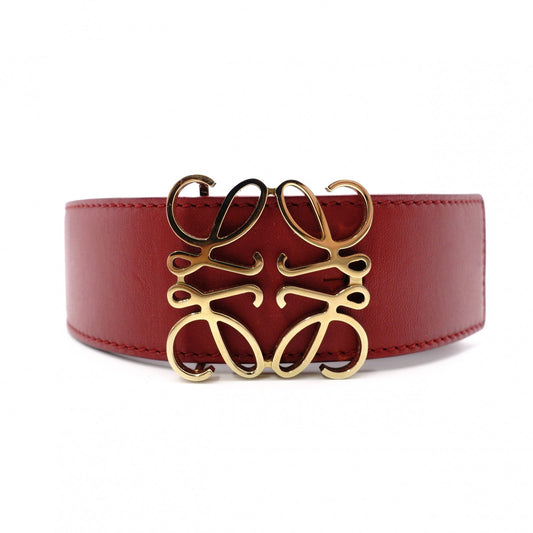 LOEWE Reversible Anagram Belt, Leather, Red, Gold Hardware