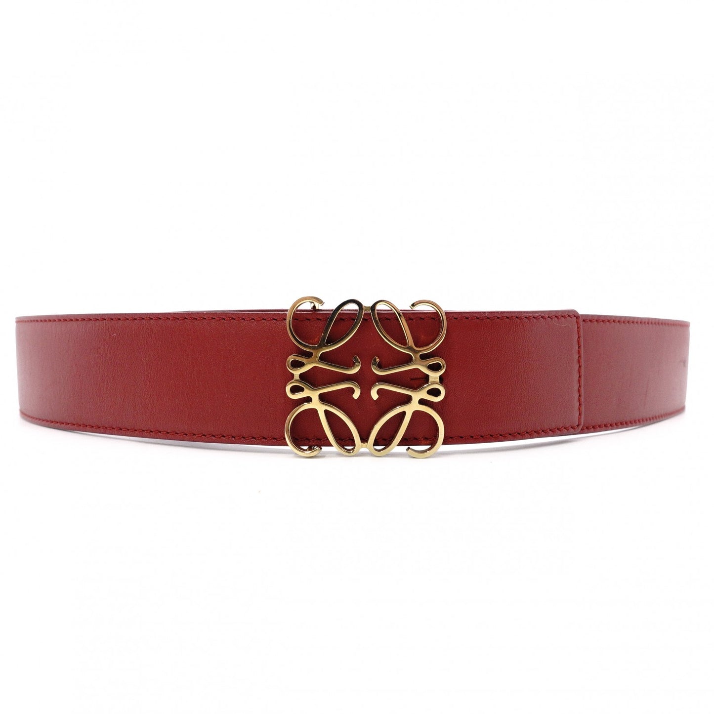 LOEWE Reversible Anagram Belt, Leather, Red, Gold Hardware