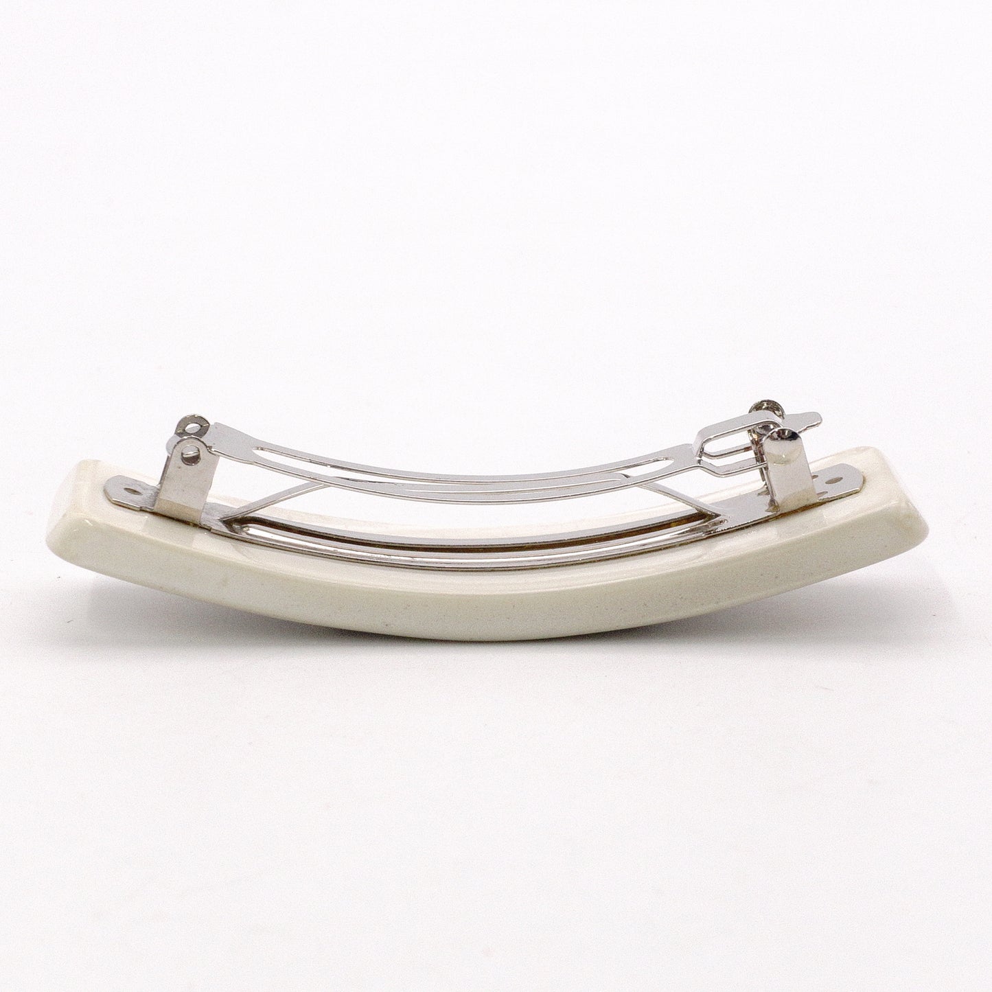 CHANEL Barrette, Metal, White, Women's, Plate, Silver Hardware, Hair Clip